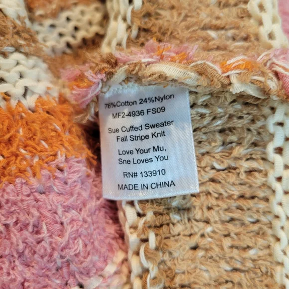 NWOT! Show Me Your Mumu Sue Cuffed Sweater Fall Striped Knit SZ M - Picture 12 of 13